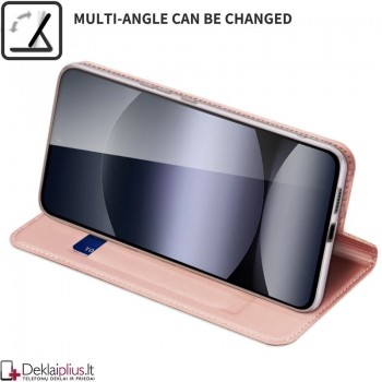 Dux Ducis Skin Pro dirbtinės odos dėklas - rausvas (Xiaomi Redmi Note 14 4G)